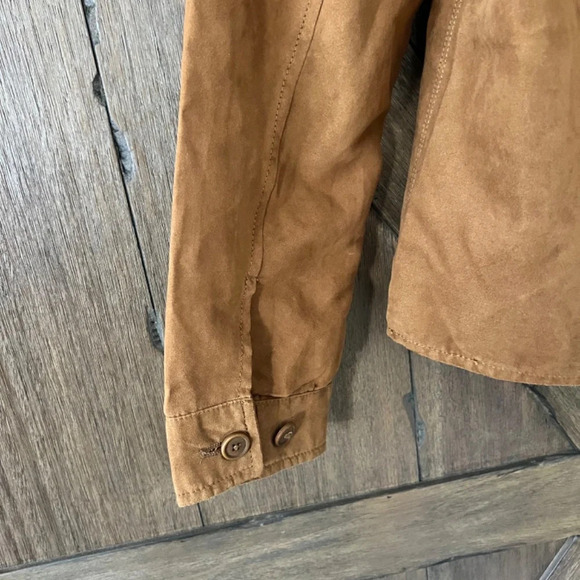 Zara Man Faux Suede Bomber Jacket Camel Size Medium - Picture 6 of 6